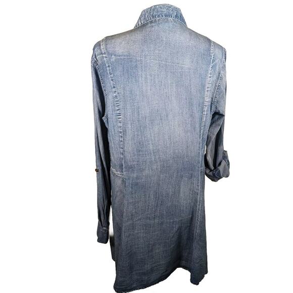 Vintage X America Womens Distressed Chambray Embroidered Jacket Sz L Bust41" - Picture 10 of 11